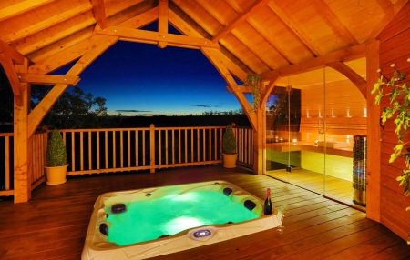 Image hebergement insolite CABANE DE PRESTIGE AVEC SAUNA ET JACUZZI PRIVATIFS