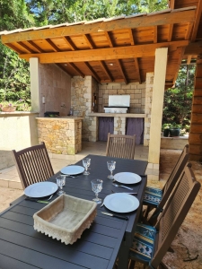 Image hebergement insolite CHALET EN RONDINS AVEC SPA ET CUISINE D'ETE