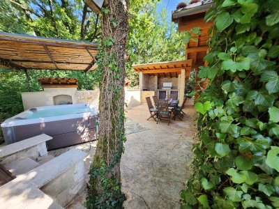 Image hebergement insolite CHALET EN RONDINS AVEC SPA ET CUISINE D'ETE